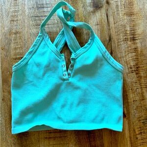 EUC FP Movement Free Throw Henley Crop in Turquoise